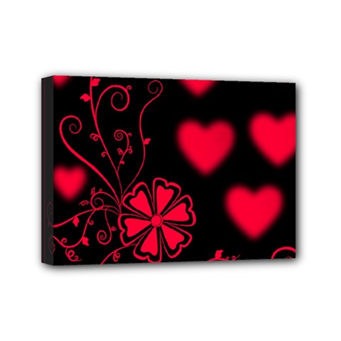 Background Hearts Ornament Romantic Mini Canvas 7  X 5  by Sapixe