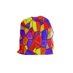 Mosaic Tiles Pattern Texture Drawstring Pouches (medium)  by Sapixe