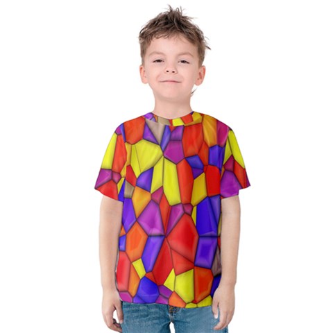 Mosaic Tiles Pattern Texture Kids  Cotton Tee by Sapixe