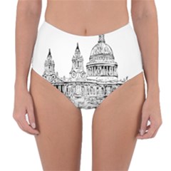 Line Art Architecture Church Reversible High-waist Bikini Bottoms by Sapixe