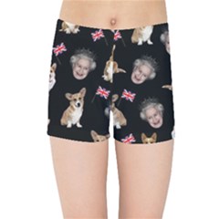 Queen Elizabeth s Corgis Pattern Kids Sports Shorts by Valentinaart