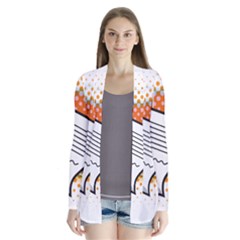 Letter Paper Note Design White Drape Collar Cardigan by Sapixe