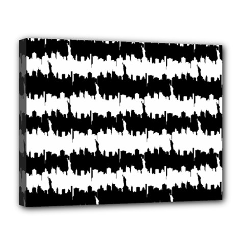 Black & White Stripes Nyc New York Manhattan Skyline Silhouette Canvas 14  X 11  by PodArtist
