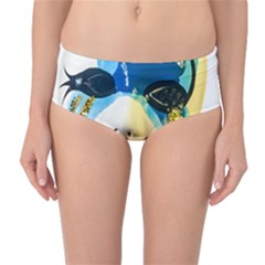 Porcelain Mask Minature Mask Mid-waist Bikini Bottoms by Sapixe