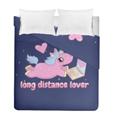 Long Distance Lover - Cute Unicorn Duvet Cover Double Side (full/ Double Size) by Valentinaart