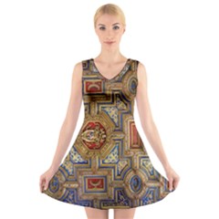Church Ceiling Box Ceiling Painted V-neck Sleeveless Dress by Sapixe