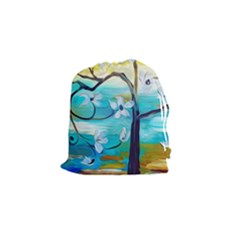 Oil Painting Tree Flower Drawstring Pouches (small)  by Sapixe