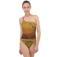 Fabric Textile Texture Abstract Classic One Shoulder Swimsuit by Sapixe