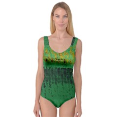 Green Fabric Textile Macro Detail Princess Tank Leotard  by Sapixe
