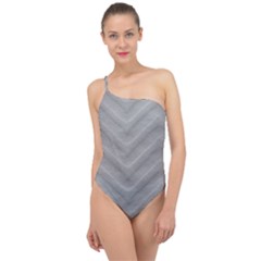 White Fabric Pattern Textile Classic One Shoulder Swimsuit by Sapixe