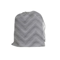 White Fabric Pattern Textile Drawstring Pouches (large)  by Sapixe