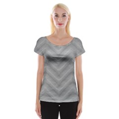White Fabric Pattern Textile Cap Sleeve Tops by Sapixe