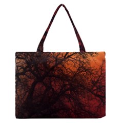 Sunset Silhouette Winter Tree Zipper Medium Tote Bag by LoolyElzayat
