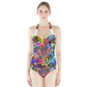 Background Color Pattern Structure Halter Swimsuit View1