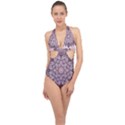 Mandala Pattern fractal Halter Front Plunge Swimsuit View1