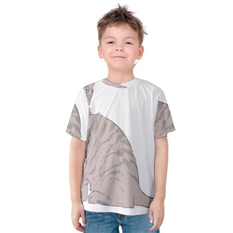 Kitten Cat Drawing Line Art Line Kids  Cotton Tee by Sapixe