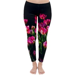 Pink Tulips Dark Background Classic Winter Leggings by FunnyCow