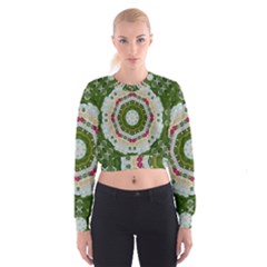 Fantasy Jasmine Paradise Love Mandala Cropped Sweatshirt by pepitasart