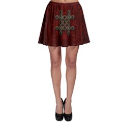 Decorative Celtic Knot On Dark Vintage Background Skater Skirt by FantasyWorld7