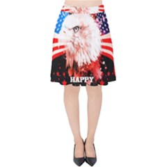Independence Day, Eagle With Usa Flag Velvet High Waist Skirt by FantasyWorld7