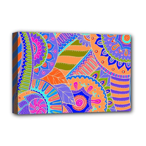 Pop Art Paisley Flowers Ornaments Multicolored 3 Deluxe Canvas 18  X 12   by EDDArt