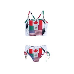 United Football Championship Hosting 2026 Soccer Ball Logo Canada Mexico Usa Girls  Tankini Swimsuit by yoursparklingshop