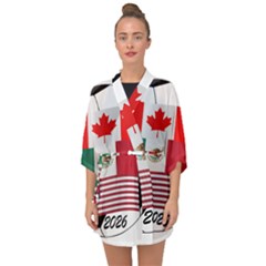 United Football Championship Hosting 2026 Soccer Ball Logo Canada Mexico Usa Half Sleeve Chiffon Kimono by yoursparklingshop