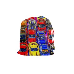 Colorful Toy Racing Cars Drawstring Pouches (medium)  by FunnyCow
