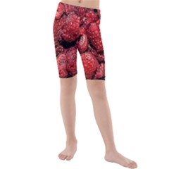 Red Raspberries Kids  Mid Length Swim Shorts by FunnyCow
