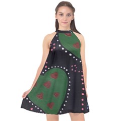 Christmas Hearts Halter Neckline Chiffon Dress  by snowwhitegirl