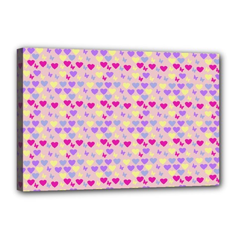 Hearts Butterflies Pink 1200 Canvas 18  X 12  by snowwhitegirl