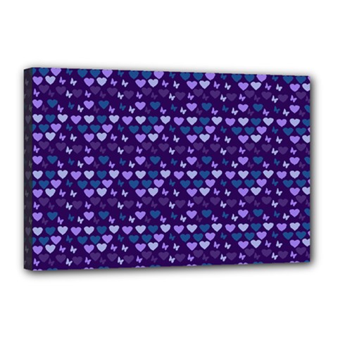 Hearts Butterflies Blue Canvas 18  X 12  by snowwhitegirl