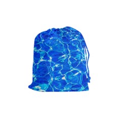 Blue Clear Water Texture Drawstring Pouches (medium)  by FunnyCow