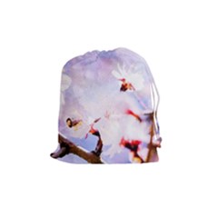 Pink Sakura Purple Background Drawstring Pouches (medium)  by FunnyCow