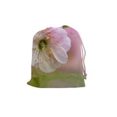 Single Almond Flower Drawstring Pouches (medium)  by FunnyCow