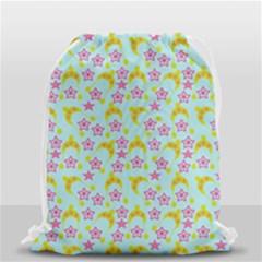 Blue Star Yellow Hats Drawstring Bag (small) by snowwhitegirl