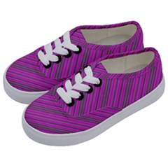 Pink Violet Diagonal Lines Kids  Classic Low Top Sneakers by snowwhitegirl