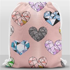 Gem Hearts And Rose Gold Drawstring Bag (large) by NouveauDesign
