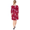 Red White Cross Quarter Sleeve Front Wrap Dress View2