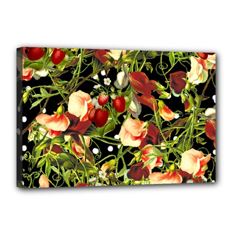 Fruit Blossom Black Canvas 18  X 12  by snowwhitegirl