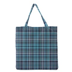 Teal Plaid Grocery Tote Bag by snowwhitegirl