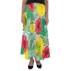 Orange Tropics Blue Flared Maxi Skirt by snowwhitegirl