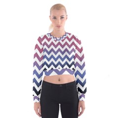 Pink Blue Black Ombre Chevron Cropped Sweatshirt by snowwhitegirl