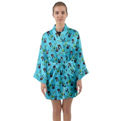 School Girl Pattern Blue Long Sleeve Kimono Robe by snowwhitegirl