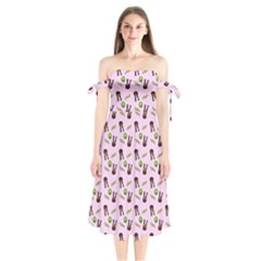 School Girl Pattern Pink Shoulder Tie Bardot Midi Dress by snowwhitegirl