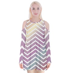 Ombre Zigzag 01 Velvet Long Sleeve Shoulder Cutout Dress by snowwhitegirl
