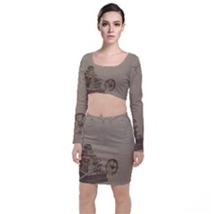 Camera Old Long Sleeve Crop Top & Bodycon Skirt Set by vintage2030