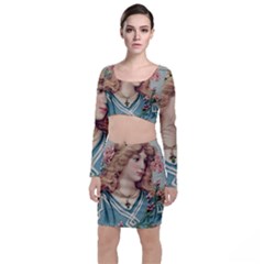 Lady Long Sleeve Crop Top & Bodycon Skirt Set by vintage2030