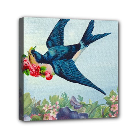 Blue Bird Mini Canvas 6  X 6  (stretched) by vintage2030