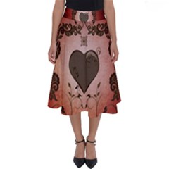 Wonderful Heart With Decorative Elements Perfect Length Midi Skirt by FantasyWorld7